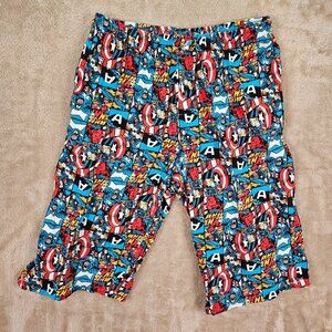 Marvel Comics Captain America All Over Print Shorts 100% Cotton Pocket Mens Sz L